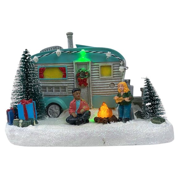 St. Nicholas Square Camper with Light-up Campfire Christmas Village Accessory - Picture 1 of 7